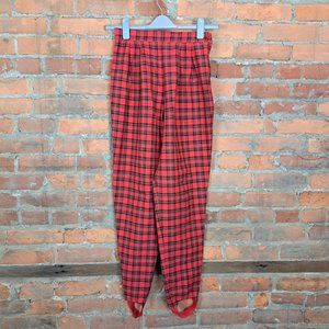 Vintage 1990s Women's Stir-up Pants Holiday Red Plaid High Waist Size 10